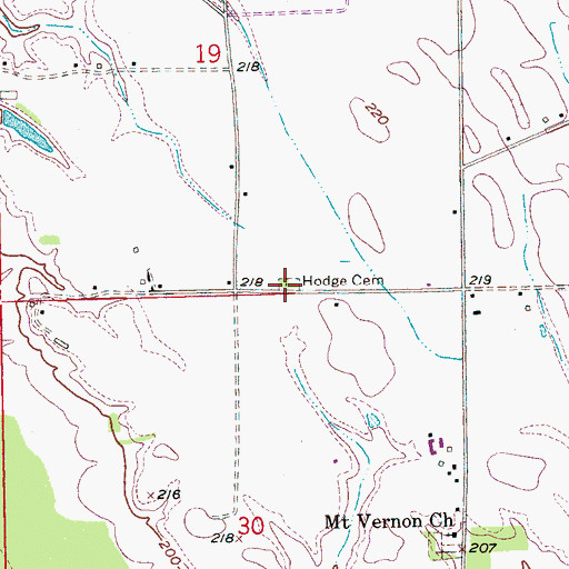 Topographic Map of Hodge Cemetery, AR