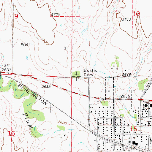 Topographic Map of Eustis West Cemetery, NE