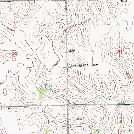 Topographic Map of Evangelical Cemetery, NE