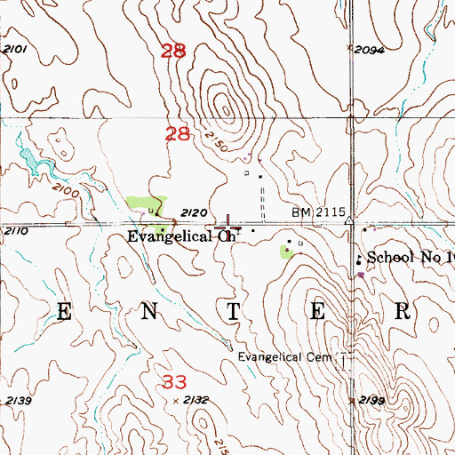 Topographic Map of Evangelical Church, NE