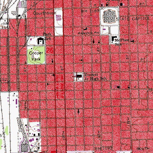 Topographic Map of Everett Elementary School, NE