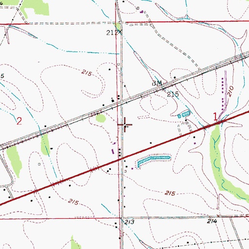 Topographic Map of Becks Spur Baptist Church, AR