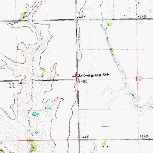 Topographic Map of Evergreen School, NE