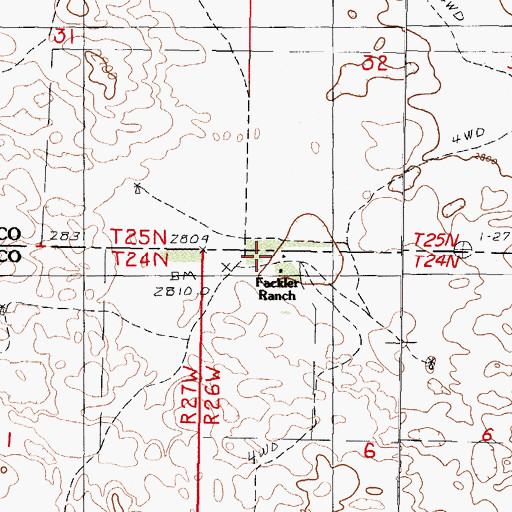 Topographic Map of Fackler Ranch, NE