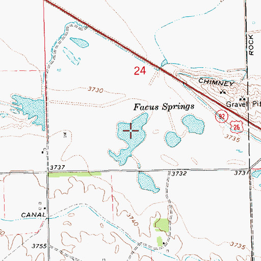 Topographic Map of Facus Springs, NE