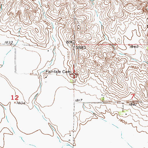 Topographic Map of Fairdale Cemetery, NE