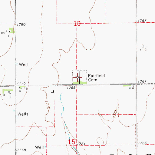 Topographic Map of Fairfield Cemetery, NE