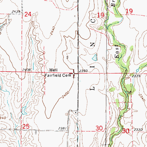Topographic Map of Fairfield Cemetery, NE