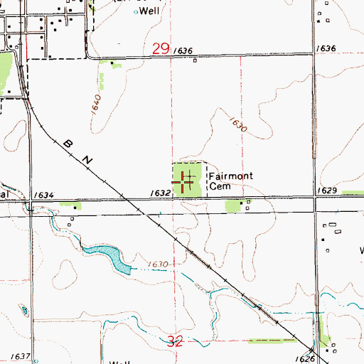Topographic Map of Fairmont Cemetery, NE