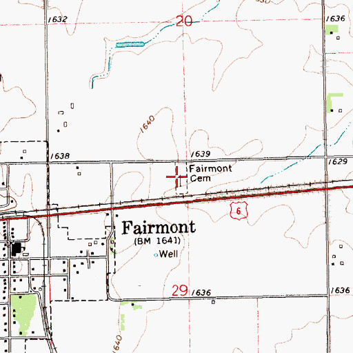 Topographic Map of Fairmont Cemetery, NE
