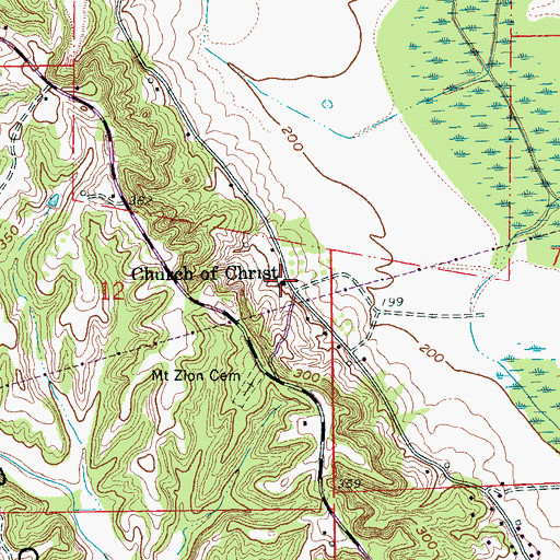 Topographic Map of Church of Christ, AR