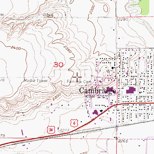 Topographic Map of Fairview Cemetery, NE
