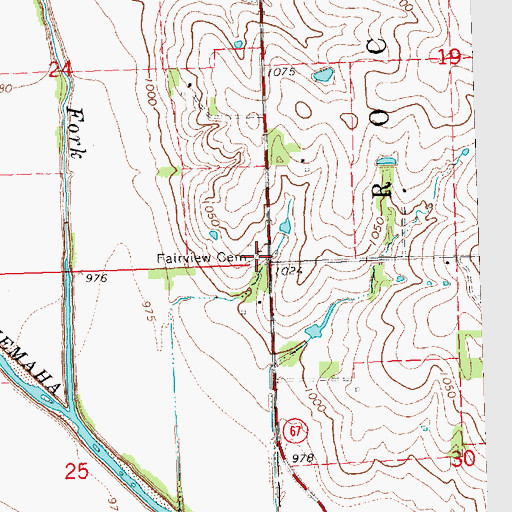 Topographic Map of Fairview Cemetery, NE
