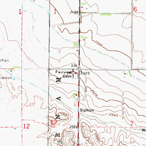 Topographic Map of Fairview Cemetery, NE