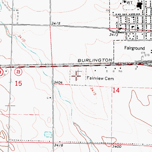 Topographic Map of Fairview Cemetery, NE