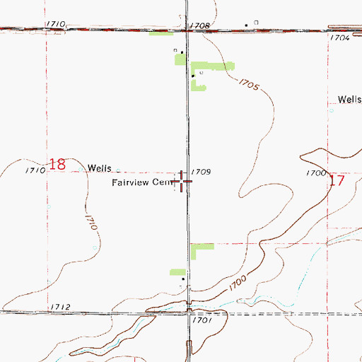 Topographic Map of Fairview Cemetery, NE