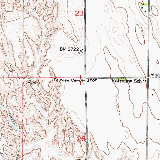 Topographic Map of Fairview Cemetery, NE