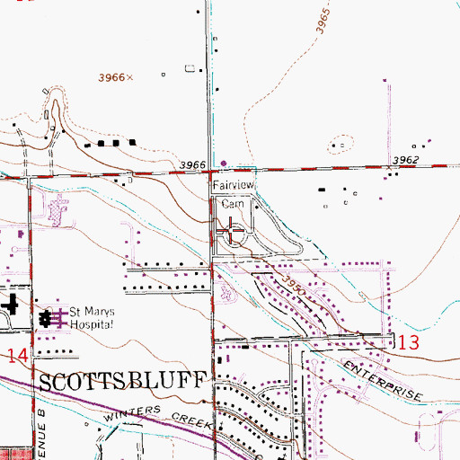 Topographic Map of Fairview Cemetery, NE