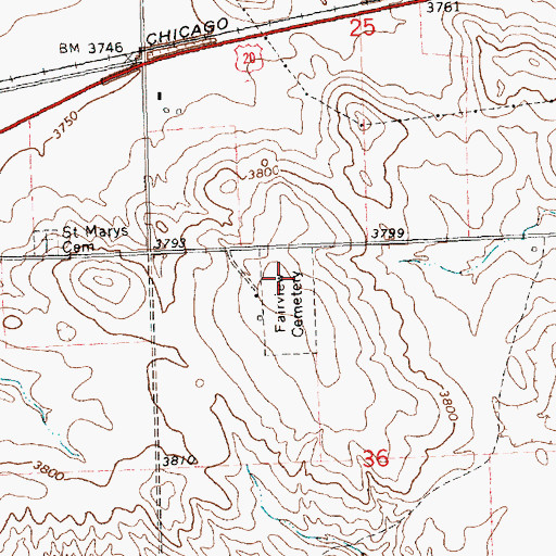 Topographic Map of Fairview Cemetery, NE