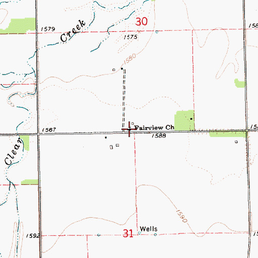 Topographic Map of Fairview Church, NE