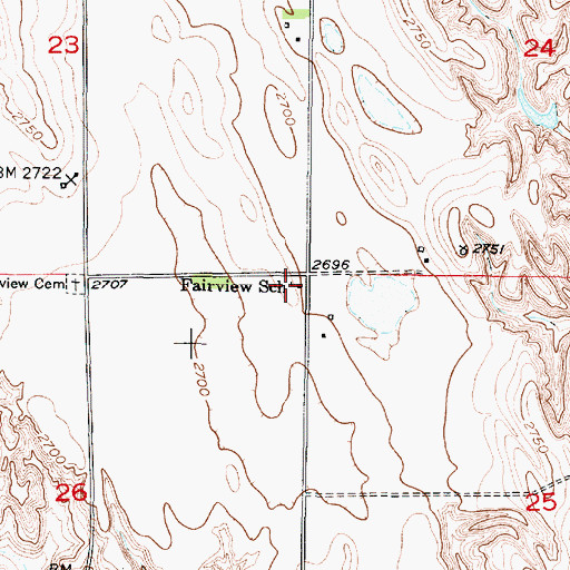 Topographic Map of Fairview School (historical), NE