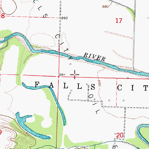 Topographic Map of Falls City Oil Field, NE