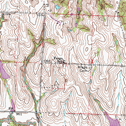 Topographic Map of Fargo School, NE