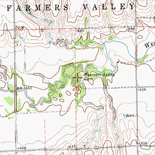 Topographic Map of Farmers Valley Cemetery, NE