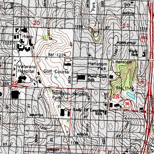 Topographic Map of Field Club Elementary School, NE