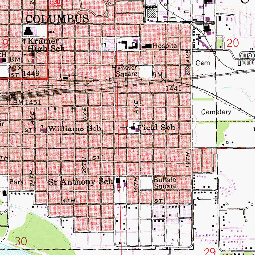 Topographic Map of Field Elementary School, NE
