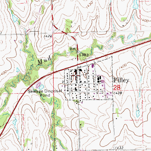 Topographic Map of Filley, NE