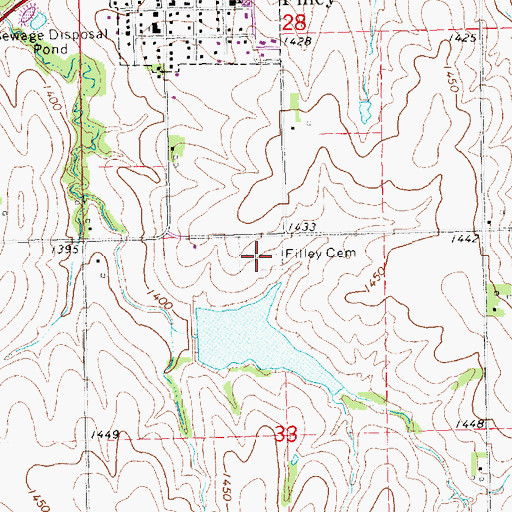 Topographic Map of Filley Cemetery, NE