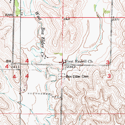 Topographic Map of First Eudell Church, NE