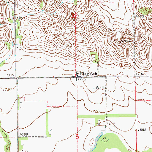 Topographic Map of Flag School, NE