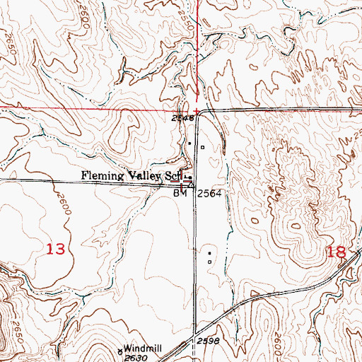 Topographic Map of Fleming Valley School (historical), NE