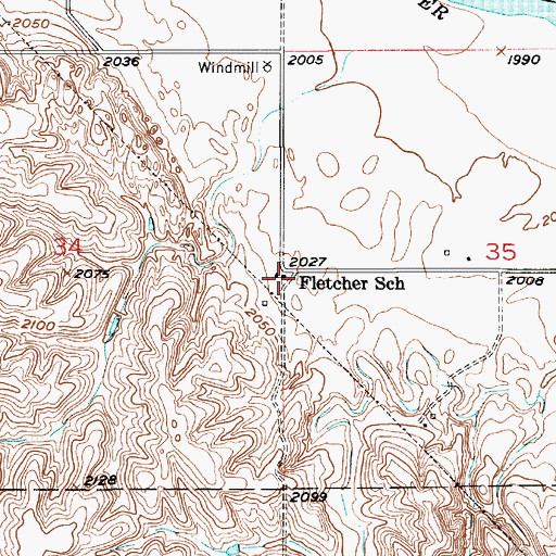 Topographic Map of Fletcher School (historical), NE