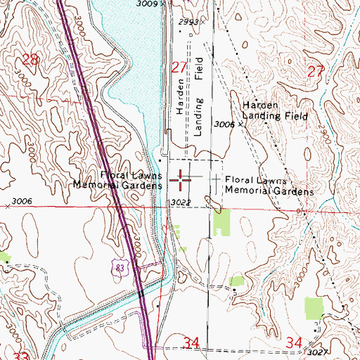Topographic Map of Floral Lawns Memorial Gardens, NE