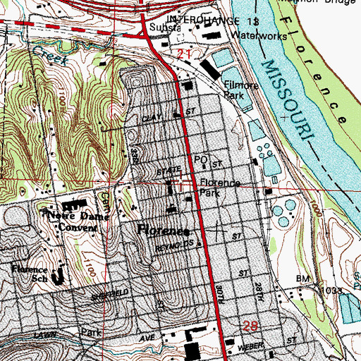 Topographic Map of Florence Park, NE