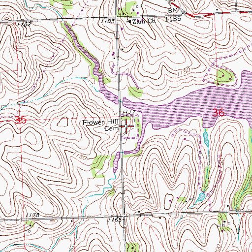 Topographic Map of Flower Hill Cemetery, NE