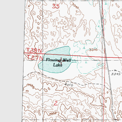 Topographic Map of Flowing Well Lake, NE