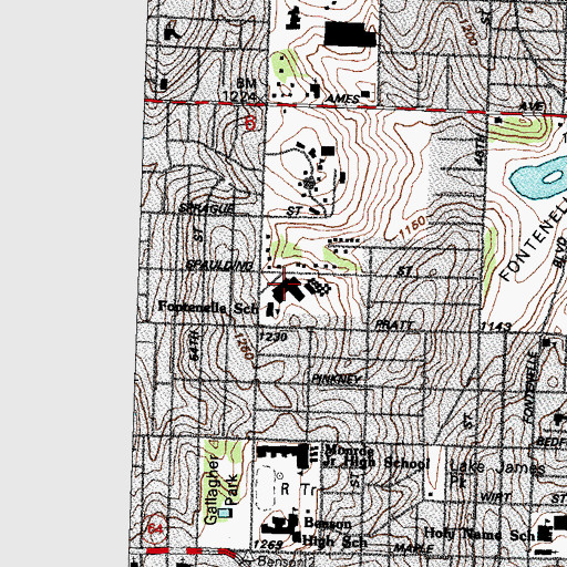 Topographic Map of Fontenelle Elementary School, NE