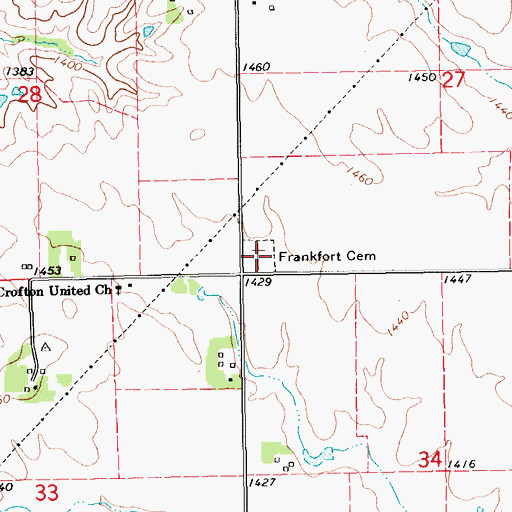 Topographic Map of Frankfort Cemetery, NE