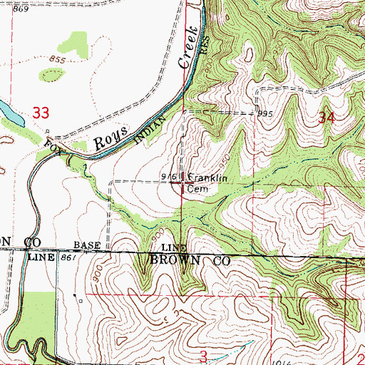 Topographic Map of Franklin Cemetery, NE