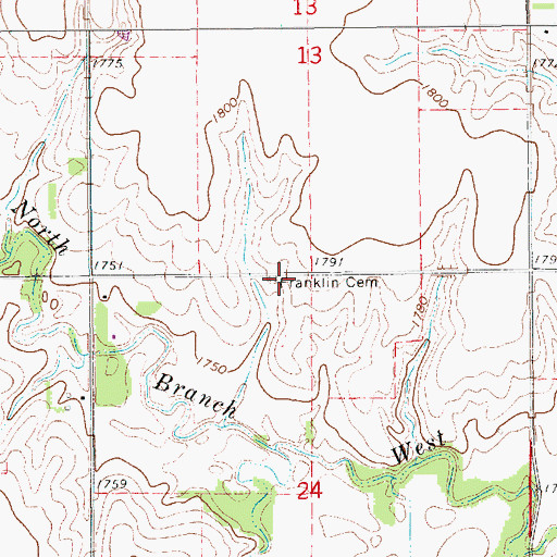 Topographic Map of Franklin Cemetery, NE