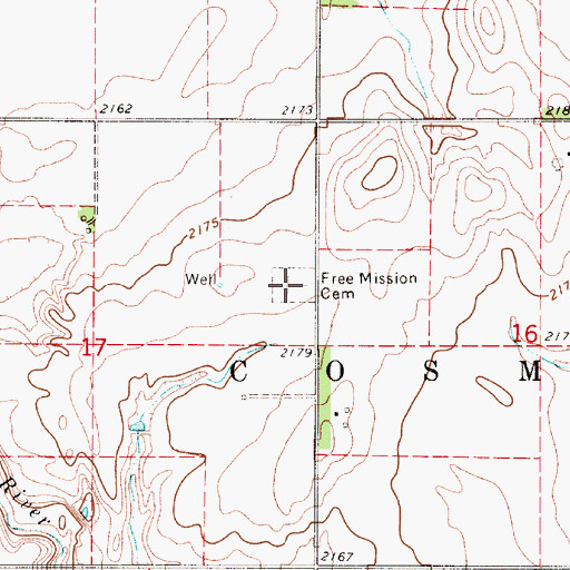 Topographic Map of Free Mission Cemetery, NE