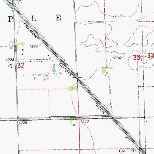 Topographic Map of Fremont Cutoff Ditch, NE