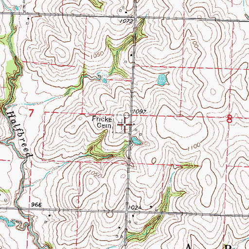 Topographic Map of Fricke Cemetery, NE