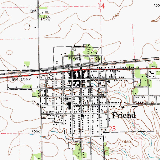Topographic Map of Friend, NE