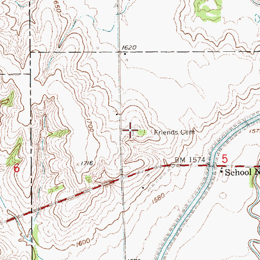 Topographic Map of Friends Cemetery, NE