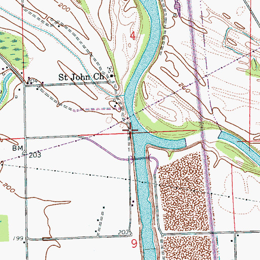 Topographic Map of Quigley Bend, AR